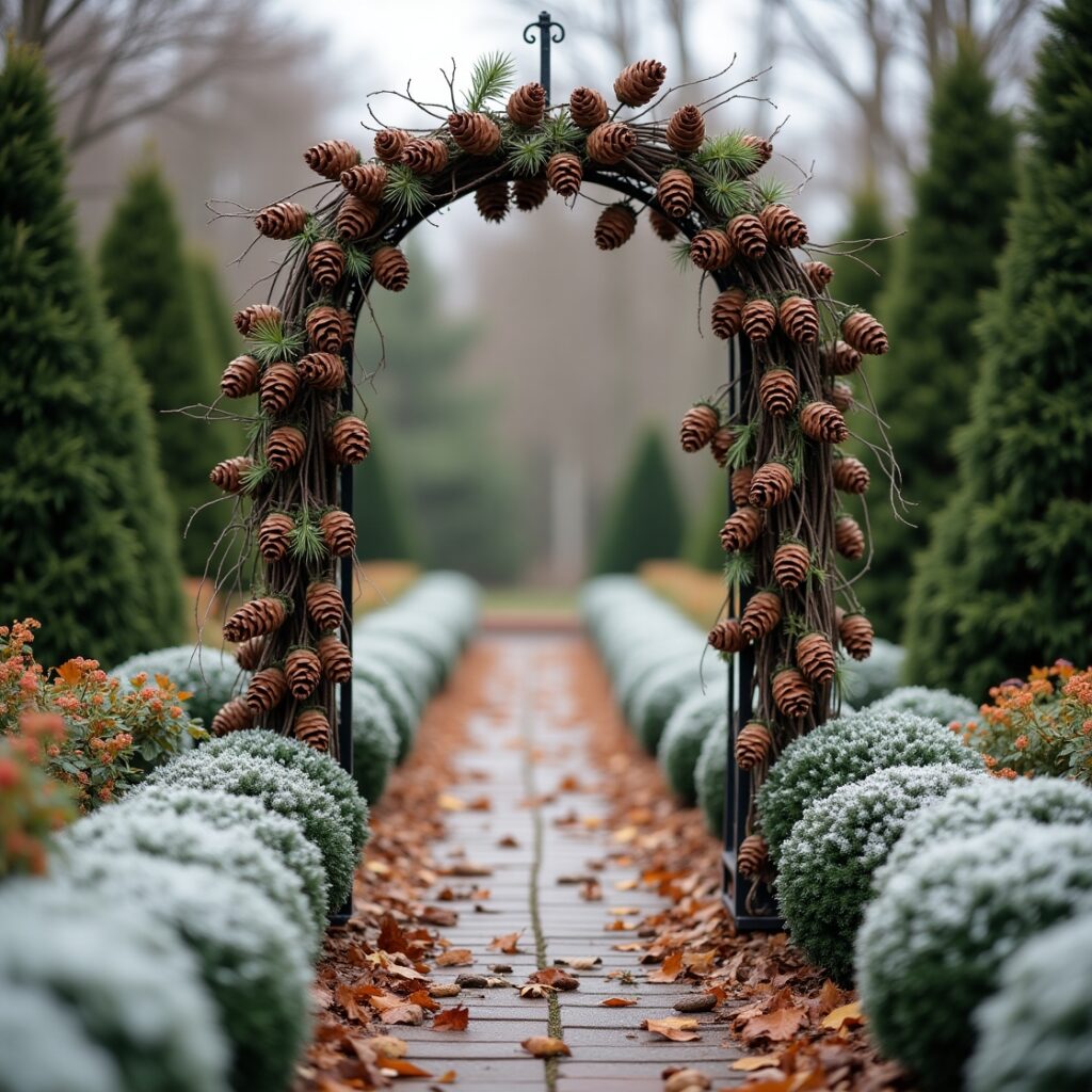 Pinecones-Twigs-arch-trellis
