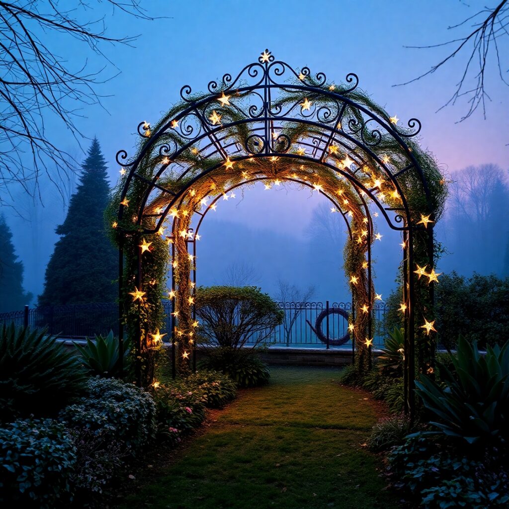 Wrap-trellis-with-star-shaped-string-lights