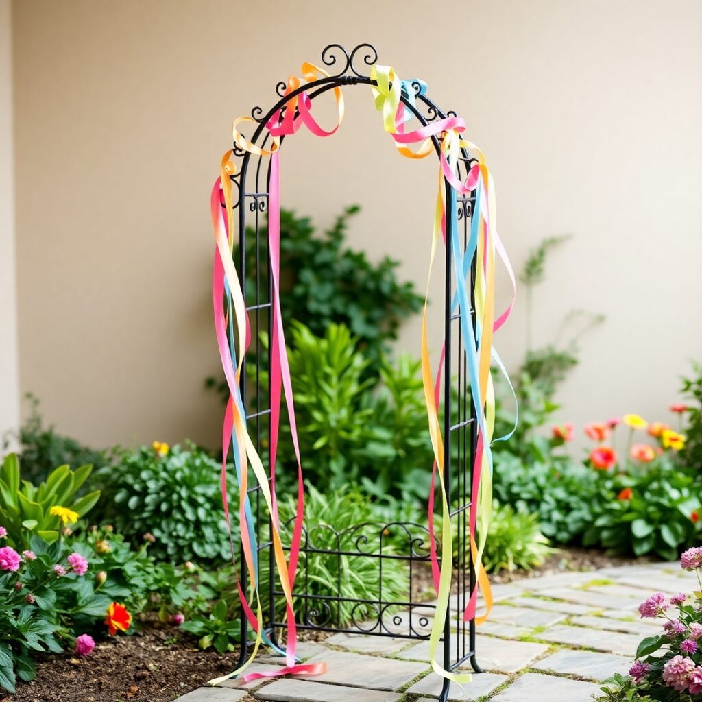 colorful-ribbons-around-a-small-trellis