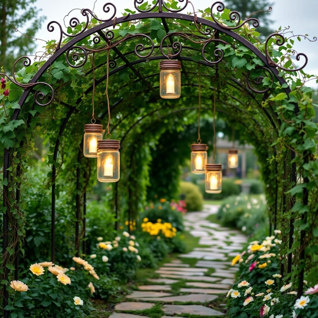 hang-mason-jars-with-small-candles-or-LED-lights-Trellis