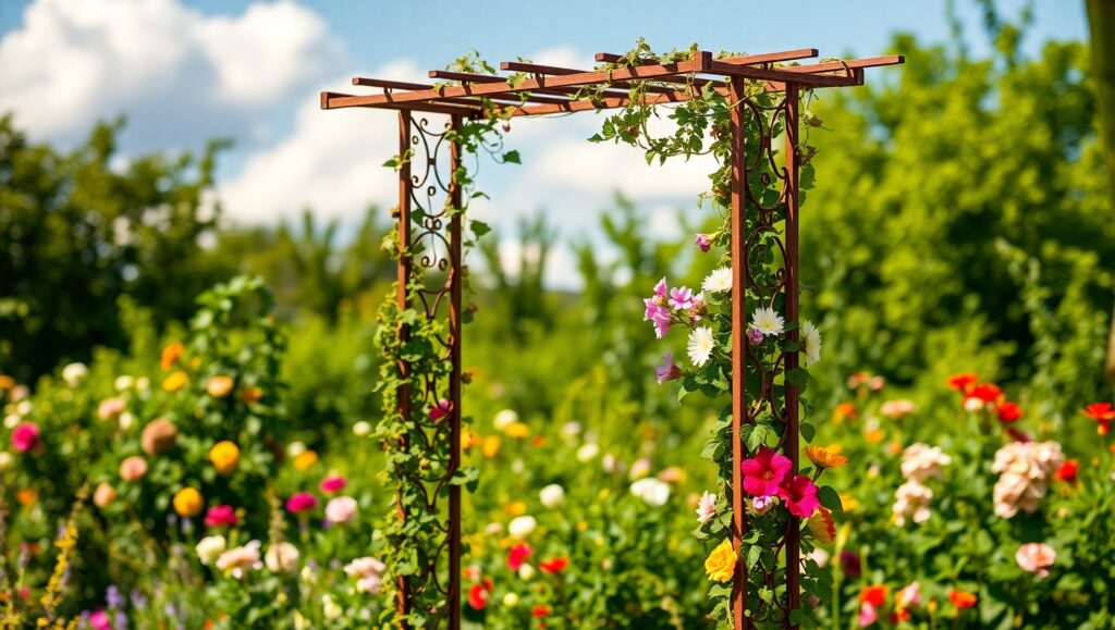 metal-trellis-in-garden-and-landscaping